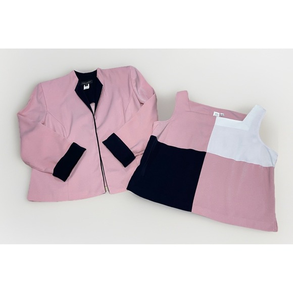 Miss Dorby Vintage Size 16 Pink Blazer And Tank Set Shoulder Pads Cuffed Sleeve - Picture 7 of 8